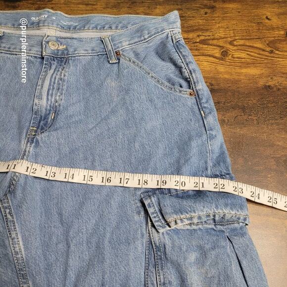 Old Navy Jeans Size 12 Baggy Wide Leg Cargo Mid Rise Medium Wash Denim Hipster - Picture 6 of 10